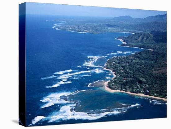 Hanalei Bay and the Distant Princeville Hotel, Kauai, Hawaii, USA-Charles Sleicher-Stretched Canvas