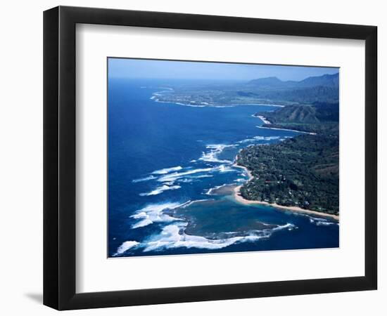 Hanalei Bay and the Distant Princeville Hotel, Kauai, Hawaii, USA-Charles Sleicher-Framed Photographic Print