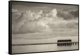 Hanalei Bay, Hanalei Pier, Hawaii, Kauai, clouds-Lee Klopfer-Framed Stretched Canvas