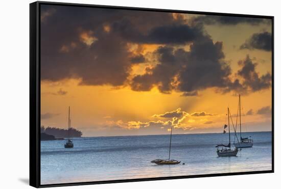 Hanalei Bay, Hawaii, Kauai, sunset-Lee Klopfer-Framed Stretched Canvas