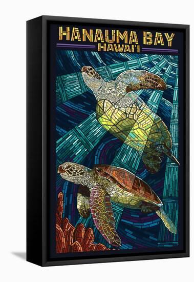 Hanauma Bay, Hawai'i - Sea Turtle - Mosaic-Lantern Press-Framed Stretched Canvas