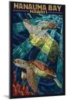 Hanauma Bay, Hawai'i - Sea Turtle - Mosaic-Lantern Press-Mounted Art Print