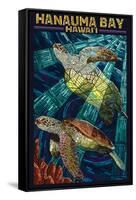 Hanauma Bay, Hawai'i - Sea Turtle - Mosaic-Lantern Press-Framed Stretched Canvas