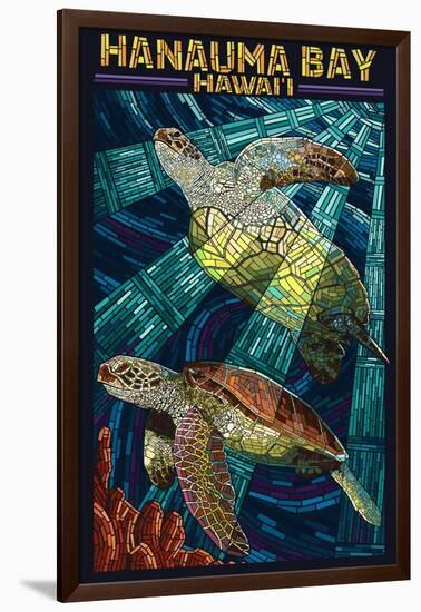 Hanauma Bay, Hawai'i - Sea Turtle - Mosaic-Lantern Press-Framed Art Print