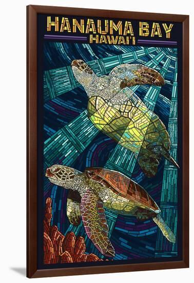 Hanauma Bay, Hawai'i - Sea Turtle - Mosaic-Lantern Press-Framed Art Print