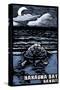 Hanauma Bay, Hawai'i - Sea Turtle - Scratchboard-Lantern Press-Stretched Canvas