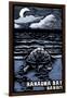 Hanauma Bay, Hawai'i - Sea Turtle - Scratchboard-Lantern Press-Framed Art Print