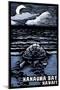 Hanauma Bay, Hawai'i - Sea Turtle - Scratchboard-Lantern Press-Mounted Art Print