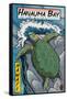 Hanauma Bay, Hawai'i - Sea Turtle - Woodblock Print-Lantern Press-Framed Stretched Canvas