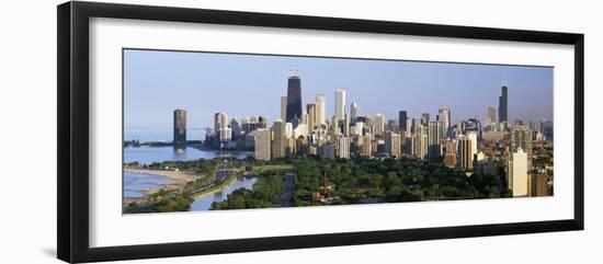 Hancock Building and Sears Tower, Lincoln Park, Lake Michigan, Chicago, Illinois, USA-null-Framed Photographic Print