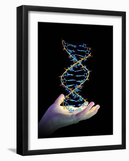 Hand And DNA Molecule-PASIEKA-Framed Photographic Print