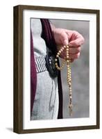 Hand-carved Roman Catholic rosary beads, woman praying The Mystery of the Holy Rosary, Haute Savoie-Godong-Framed Photographic Print