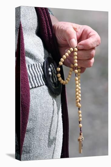 Hand-carved Roman Catholic rosary beads, woman praying The Mystery of the Holy Rosary, Haute Savoie-Godong-Stretched Canvas