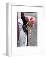 Hand-carved Roman Catholic rosary beads, woman praying The Mystery of the Holy Rosary, Haute Savoie-Godong-Framed Photographic Print