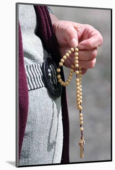 Hand-carved Roman Catholic rosary beads, woman praying The Mystery of the Holy Rosary, Haute Savoie-Godong-Mounted Photographic Print