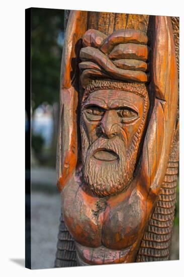 Hand carved wooden statues im the center of Noumea, New Caledonia, Pacific-Michael Runkel-Stretched Canvas