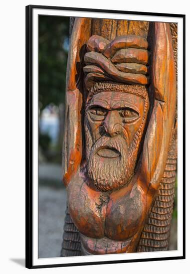 Hand carved wooden statues im the center of Noumea, New Caledonia, Pacific-Michael Runkel-Framed Premium Photographic Print