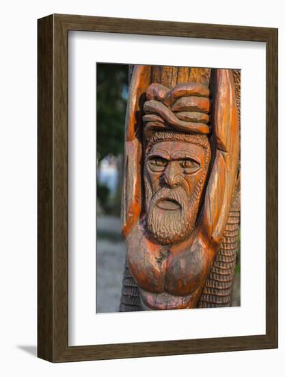 Hand carved wooden statues im the center of Noumea, New Caledonia, Pacific-Michael Runkel-Framed Photographic Print