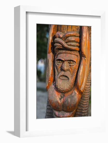 Hand carved wooden statues im the center of Noumea, New Caledonia, Pacific-Michael Runkel-Framed Photographic Print