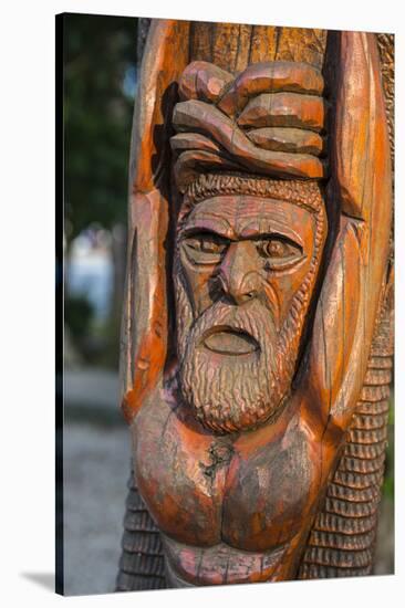 Hand carved wooden statues im the center of Noumea, New Caledonia, Pacific-Michael Runkel-Stretched Canvas