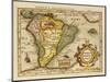 Hand Colored Engraved Map of South America, 1610-Gerardus Mercator-Mounted Giclee Print