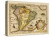 Hand Colored Engraved Map of South America, 1610-Gerardus Mercator-Stretched Canvas