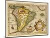 Hand Colored Engraved Map of South America, 1610-Gerardus Mercator-Mounted Giclee Print