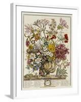 Hand Colored Engraving of Bouquet- October, 1730-Robert Furber-Framed Giclee Print