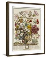 Hand Colored Engraving of Bouquet- October, 1730-Robert Furber-Framed Giclee Print