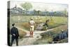 Hand-Colored Lithograph of an Early Baseball-null-Stretched Canvas