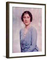 Hand Colored Portrait of England's Queen Mother Elizabeth-null-Framed Premium Photographic Print