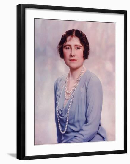 Hand Colored Portrait of England's Queen Mother Elizabeth-null-Framed Premium Photographic Print