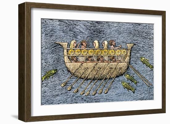 Hand Colored Woodcut of a 19th Century Illustration-null-Framed Giclee Print