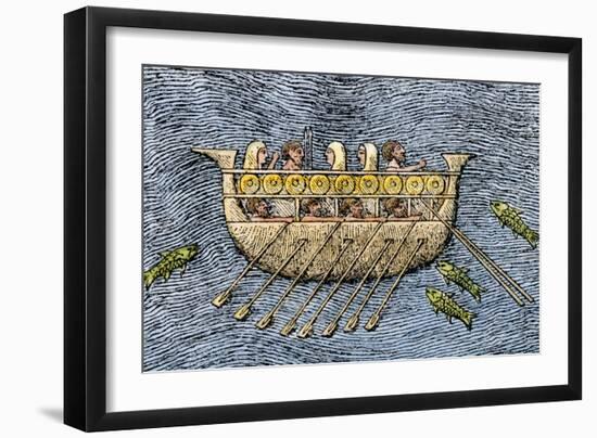 Hand Colored Woodcut of a 19th Century Illustration-null-Framed Giclee Print