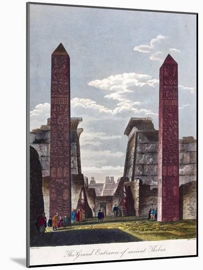 Hand Coloured Engraving of the Grand Entrance of Ancient Thebes-null-Mounted Giclee Print