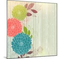 Hand-Drawing Floral Background with Flower Dahlia-Helga Pataki-Mounted Art Print