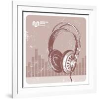 Hand Drawing Headphones-vso-Framed Art Print