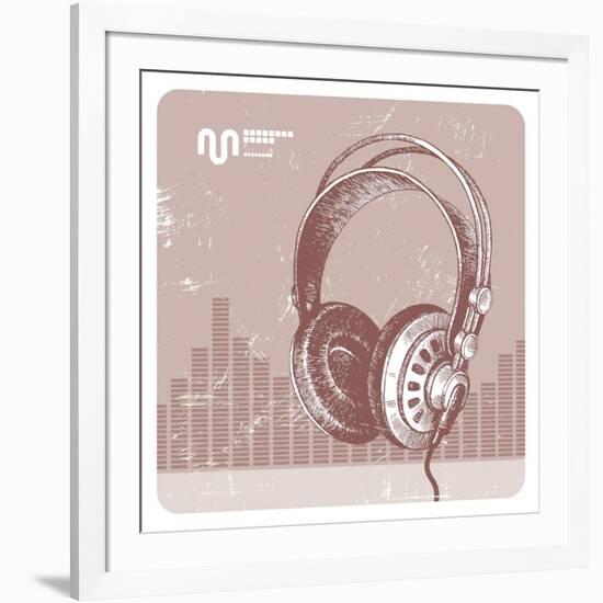 Hand Drawing Headphones-vso-Framed Art Print