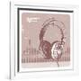 Hand Drawing Headphones-vso-Framed Art Print