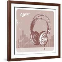 Hand Drawing Headphones-vso-Framed Art Print