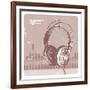 Hand Drawing Headphones-vso-Framed Art Print