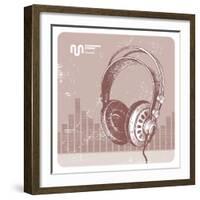 Hand Drawing Headphones-vso-Framed Art Print