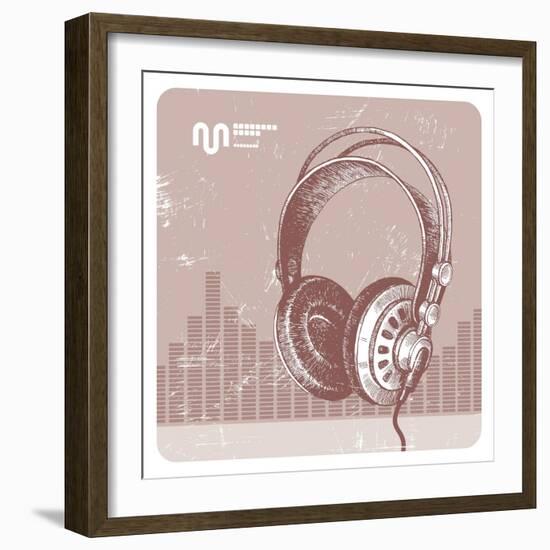 Hand Drawing Headphones-vso-Framed Art Print