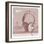 Hand Drawing Headphones-vso-Framed Art Print