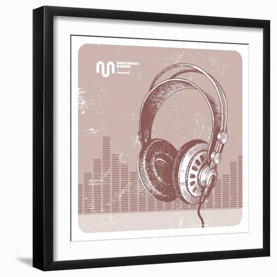 Hand Drawing Headphones-vso-Framed Art Print