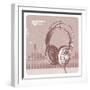 Hand Drawing Headphones-vso-Framed Art Print