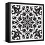 Hand Drawing Pattern for Tile in Black and White Colors. Italian Majolica Style. Vector Illustratio-Zinaida Zaiko-Framed Stretched Canvas