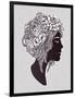 Hand Drawn Beautiful Artwork of a Girl Head with Decorative Hair and Romantic Flowers on Her Head.-Katja Gerasimova-Framed Art Print