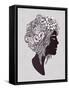 Hand Drawn Beautiful Artwork of a Girl Head with Decorative Hair and Romantic Flowers on Her Head.-Katja Gerasimova-Framed Stretched Canvas