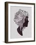 Hand Drawn Beautiful Artwork of a Girl Head with Decorative Hair and Romantic Flowers on Her Head.-Katja Gerasimova-Framed Art Print